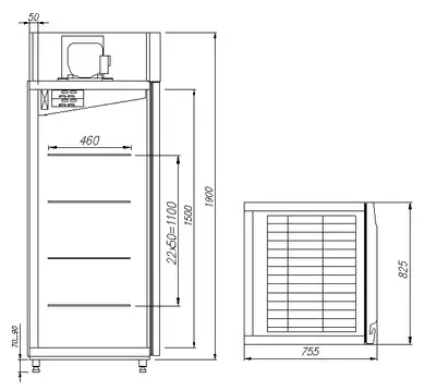 Шкаф для созревания мяса и сыра Полюс M700GN-1-G-HHC 0430