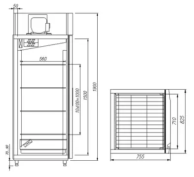 Шкаф для созревания мяса и сыра Полюс M700GN-1-G-MHC 0430