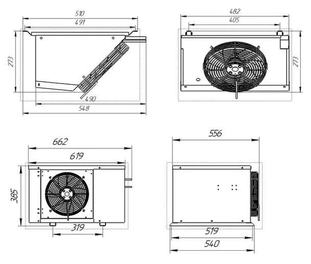 Габартиты холодильной сплит-системы Intercold МСМ 115