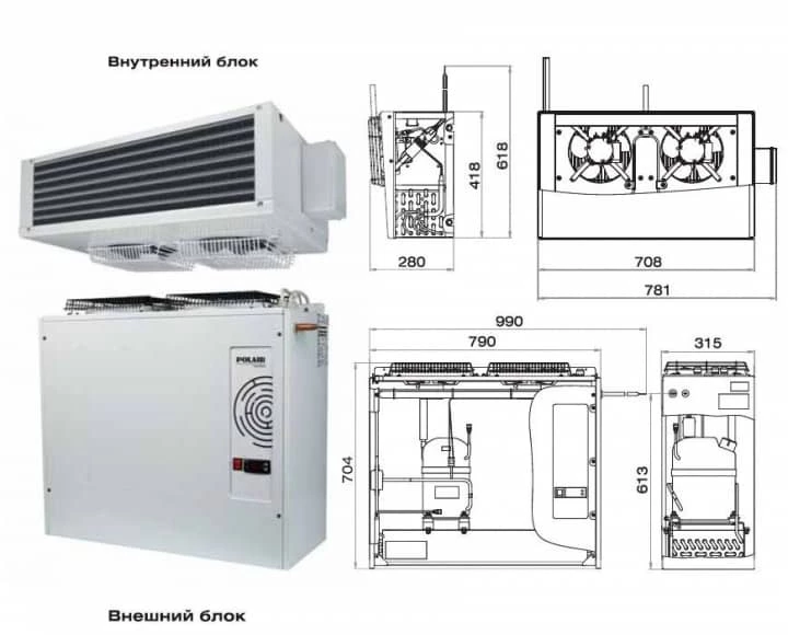 Внешний вид и схема сплит-системы Polair Standard SB 216 S
